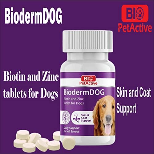 Bio PetActive Biodermdog Biotin and Zinc Tablet for Dogs 0,5 g 75 Tablets Helps in Support Gut Health & Maintain Healthy Skin Condition