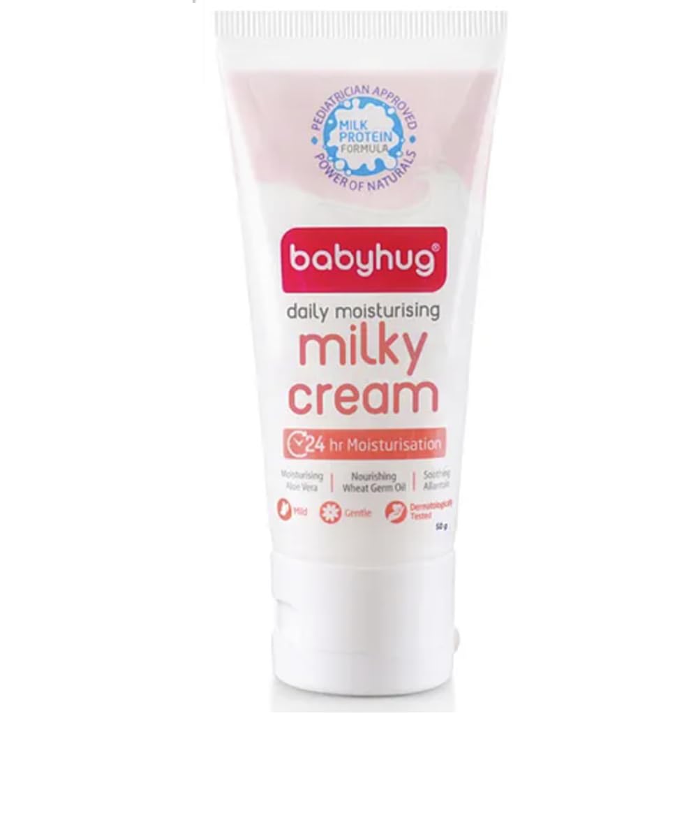 baby cream, baby moisturizer, newborn baby cream, baby face cream, baby body cream, baby moisturizing cream, gentle baby cream, baby cream sensitive skin, milk protein baby cream, aloe vera baby cream, Babyhug baby cream, newborn skincare