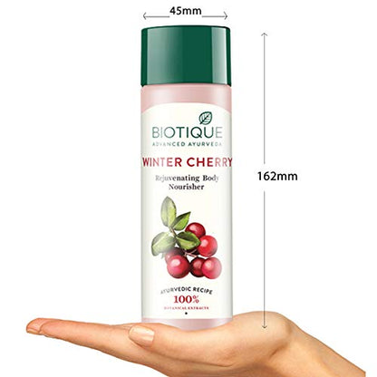 Biotique Winter Cherry Rejuvenating Body Lotion | Moisturizes and Hydrates the Skin | Prevents Ageing, Wrinkles and Dark Spots| 100% Botanical Extracts| Suitable for All Skin Types | 190ml