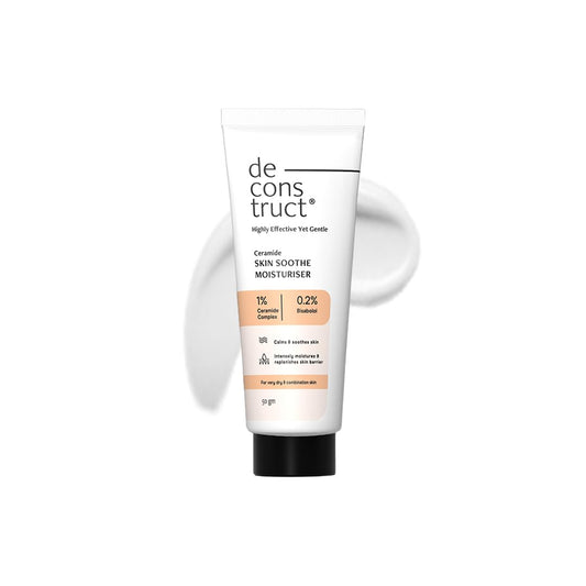 Tube of de construct skin soothe moisturizer on a white background