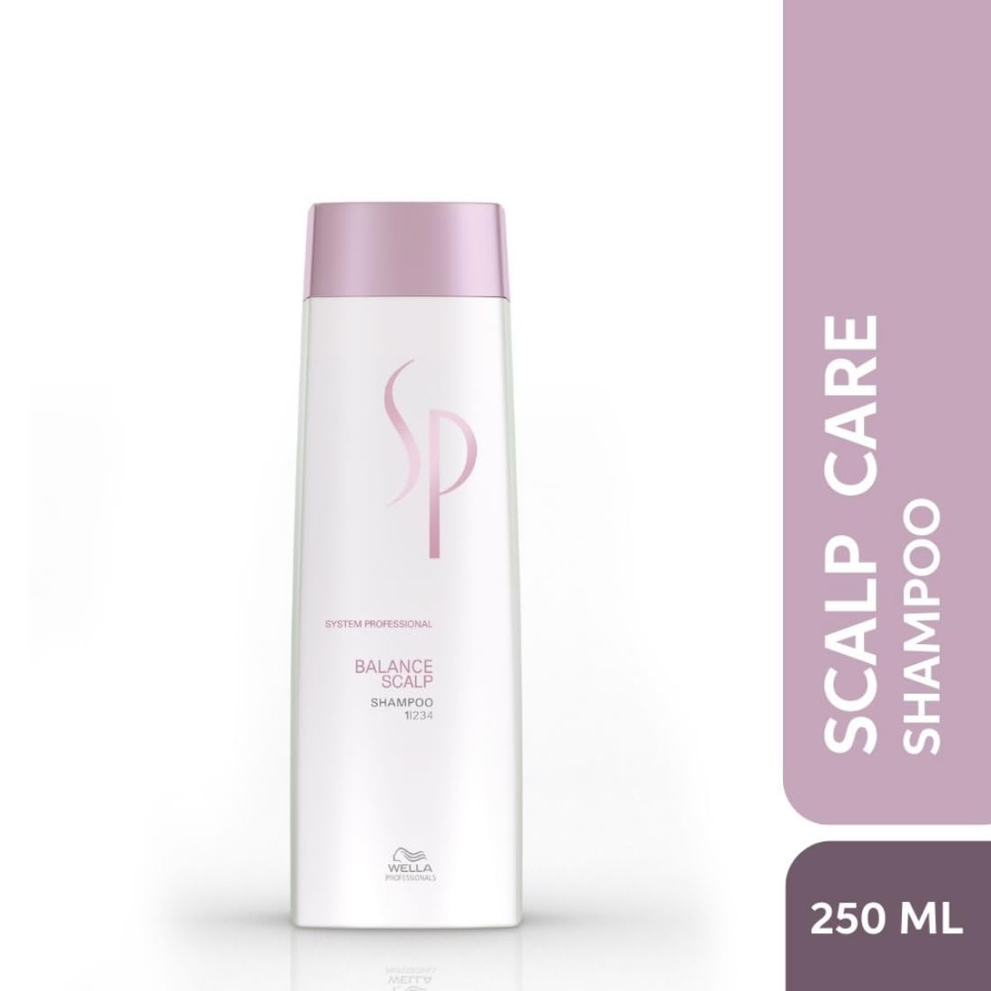 Wella Scalp Care Shampoo bottle with pink cap on a white background
