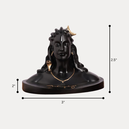 Black & Gold Plated Lord Adiyogi Shiva Idol Statue | Showpiece for Car Dashboard, Table, Return Gifting Item