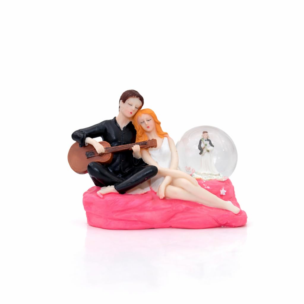 Romantic Love Couple Glass Ball Miniature Statue Showpiece for Gift Husband Wife Girlfriend Boyfriend Girls Boys - Home Decor Items.