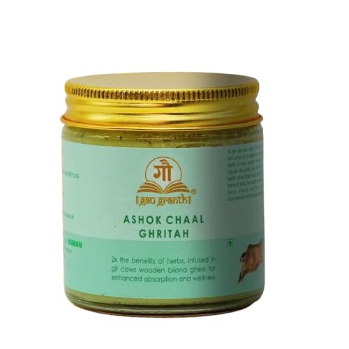cow ved GauGranth Ashok Chal A2 Gir Cow Ghee – 100ml (Pack of 1) | Wooden Bilona Process | Ayurvedic Ghee Enriched with Ashok Chal Herb for Blood Pressure Regulation, Hormonal Balance, Digestive & Skin Health | Glass Jar Packaging