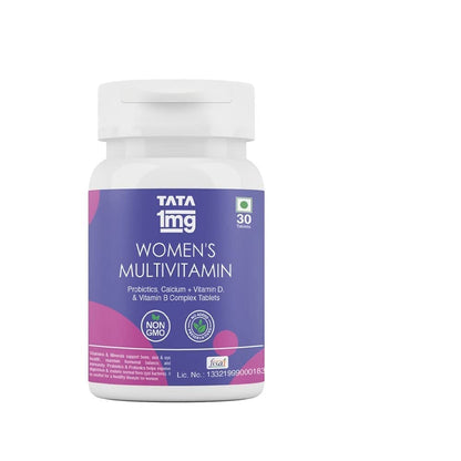Tata 1mg Womens Multivitamin Veg Tablet with Zinc,Vitamin C,Calcium,Vitamin D & Iron Support Health Protection,Bones & Overall Health For Women (Pack Of 30 Tablets), 52 grams