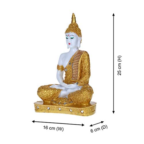 Polyresin Sitting Buddha Idol Handcrafted Statue Showpiece for HomeDecor,Living Room Decoration Gift Items