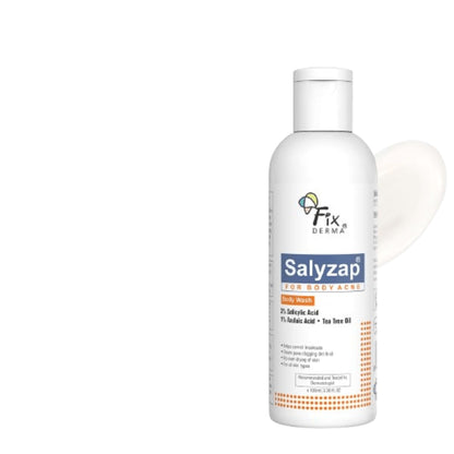 Fixderma Salyzap 2% Salicylic Acid Body Wash I For Acne, Anti Acne Body Wash on Back | Arms Suitable For Acne Prone Skin I Shower Gel For Women & Men I - 100ml