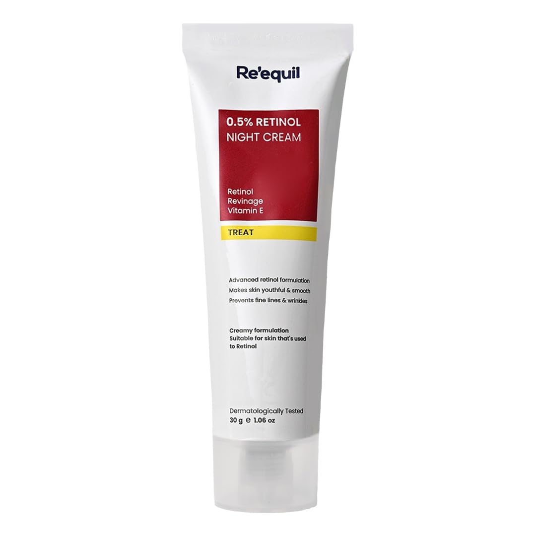 Tube of Re'equil 0.5% Retinol Night Cream on a white background