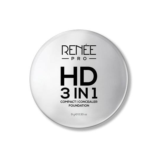 RENEE PRO HD 3 In 1 Compact,Concealer, Foundation - Gres, SPF 20, Matte Finish, High Coverage, Ultralight & Silky Smooth Finish, Enriched With Vitamin E, C & Aloe Vera - 9 Gm