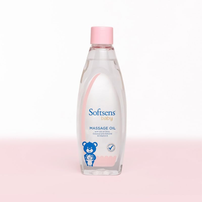 Softsens Baby Calming Massage Oil with Vitamin E, Coconut, Almond & Olive | Free from parabens and harmful chemicals 200ml