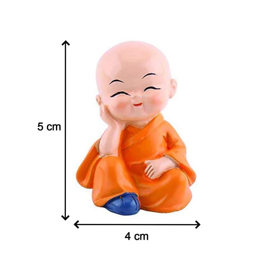 Buddha Monk Statues Set of 4 – Miniature Buddha Monk Statues for Home Decor and Gifts, Multicolour Resin Showpiece for Indoor | Cute Monk Figurines | Ideal Gift for Birthday