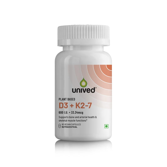 Zephivo Unived D3+K2 (MK-7) | Vegan Vitamin D3 & Vitamin K2-7 (MenaquinGold) | Immunity, Heart, Muscle, & Bone Health | Plant-Based & Natural | 90 Vegan Capsules
