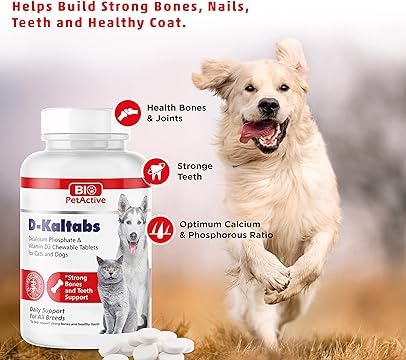 Bio PetActive D-Kaltabs Dicalcium Phospate & Vitamin D3 Chewable Tablets for Cats & Dogs Helps in Strong Bone & Teeth Support(30 Tablets)