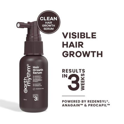 Earth Rhythm Hair Growth Serum with 3% Redensyl, 2% Anagain & Procapil. Visible Results in 3 Weeks