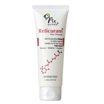 Fixderma 0.05% Retinol Reticuram Face Cleanser for All Skin Types, Anti Ageing, Retinol Face Cleanser, Regulates Sebum Production, Deep Pore Cleansing, Soap Free face wash with jojoba oil - 75ml