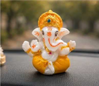 Gold Art India Ganesha Idol Car Dashboard Murti 3.3 inch