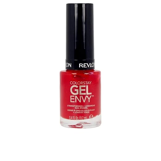 REVLON Colorstay Gel Envy Longwear Nail Polish, With Built-In Base Coat & Glossy Shine Finish, In Red/Coral, 550 All On Red, 11.7 ml