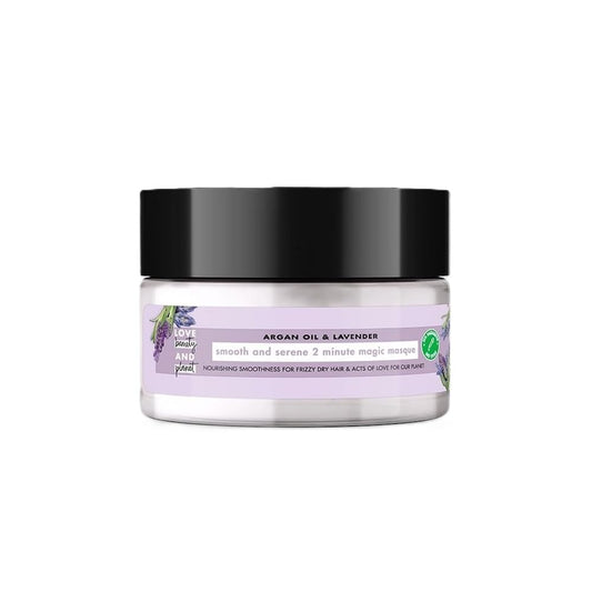 Jar of hair mask with lavender design on a white background