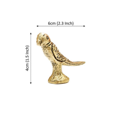 Brass Animal Parrot Sculpture Statue Handcrafted Decorative Showpiece Idol for Home, Office Decor (Size : 4cm | Weight : 42gm Approxe)