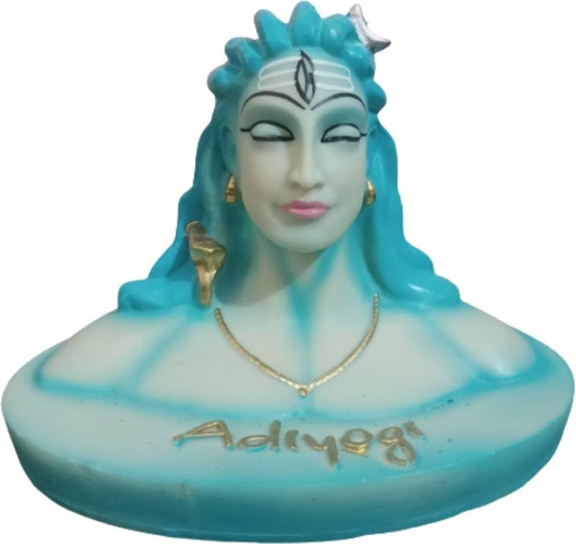 Adiyogi Shiva Statue for Car Dashboard/Adiyogi Idol for Home & Office Dcor Decorative Showpiece - 13 cm (Polyresin, Blue)