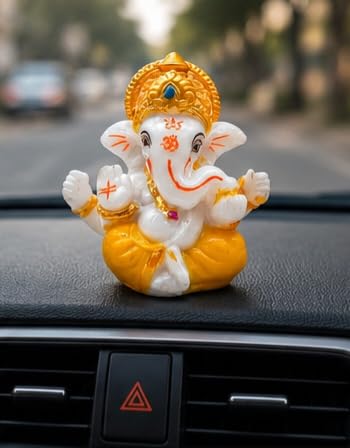 Gold Art India Ganesha Idol Car Dashboard Murti 3.3 inch