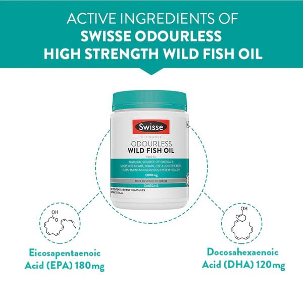 Swisse Fish Oil with 1000mg Omega 3 - One Capsule Per Serving, 1000mg Omega-3 Fish Oil In Single Capsule, Manufactured In Australia - 200 Days Pack