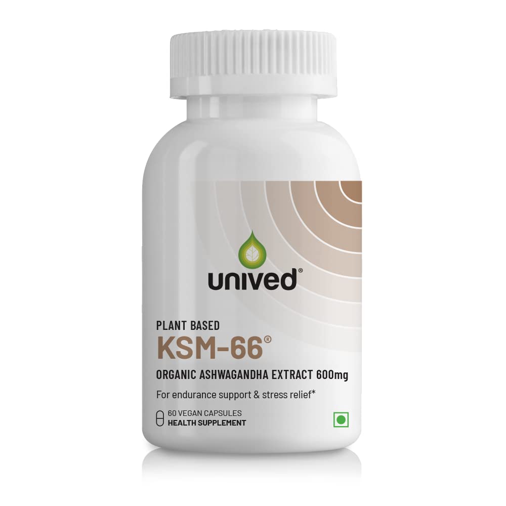 Zephivo Unived KSM-66 Ashwagandha | 600mg Vegan Full Spectrum Root Extract Standardized to 5% Withanolides | for Stress, Anxiety, Endurance, & Strength (60 Vegan Caps)
