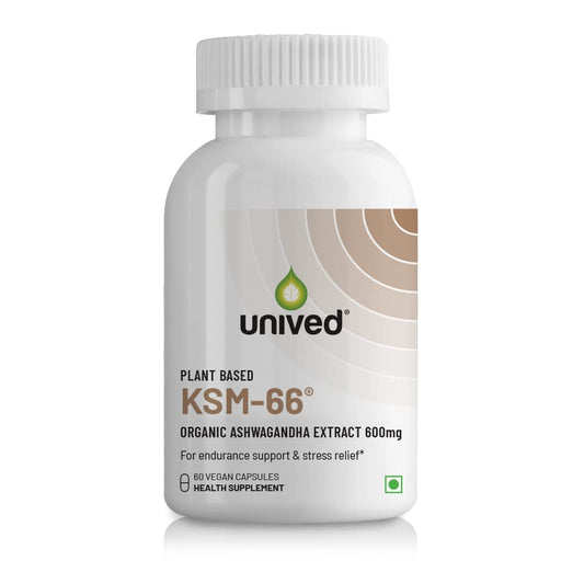 Zephivo Unived KSM-66 Ashwagandha | 600mg Vegan Full Spectrum Root Extract Standardized to 5% Withanolides | for Stress, Anxiety, Endurance, & Strength (60 Vegan Caps)
