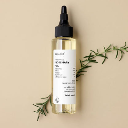 Brillare 10% Rosemary Hair Oil for Hair Growth with 10% Olive Oil & 5% Castor oil | Reduces Hair Fall | Strengthens Hair | Visible Results in 4 Weeks.