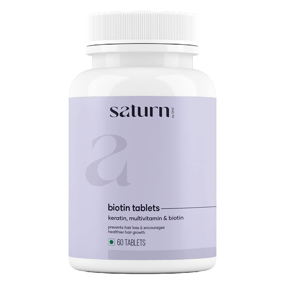 saturn by ghc Biotin Hair Gummies | Stronger Hair & Nails | Hair Gummies for Women| Vitamin B7, 60 Tablets