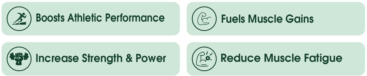 Four benefits of a product on a green background
