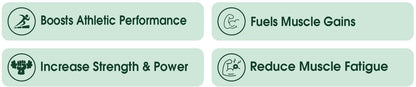 Four benefits of a product on a green background