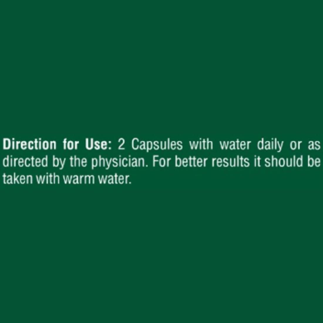 Text on a green background providing directions for use of capsules.