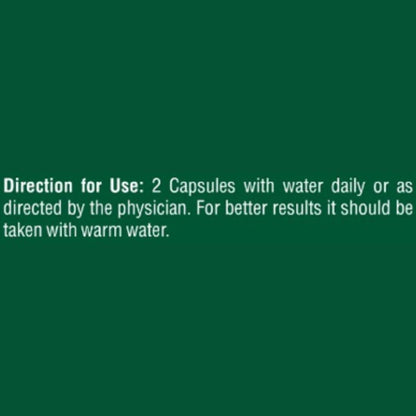 Text on a green background providing directions for use of capsules.