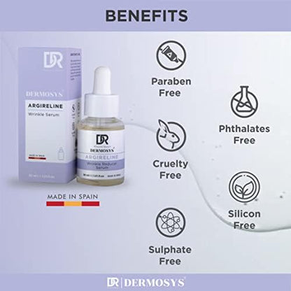 DERMOSYS Argireline Wrinkle Reducer Serum | With Collagen & Hydrolyzed Wheat Protein | Hydrating & Anti-Aging | Daily Use Serum | For All Skin Types - 30ml