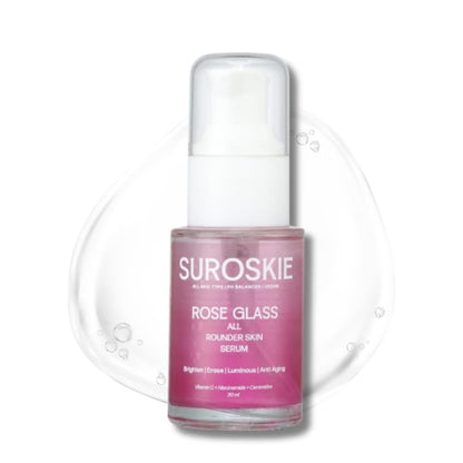 Suroskie Rose Glass All Rounder Face Serum 30Ml | Korean-Inspired Glow | With Vitamin C, Kojic & Hyaluronic Extract | Glowing, Brightening & Hydrated Skin | All Skin Types | Face Serum For Men & Women