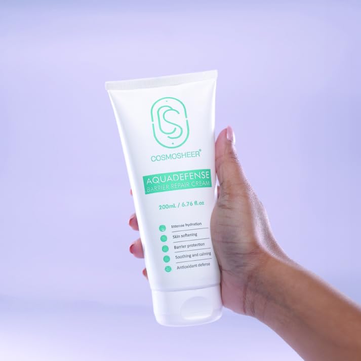 AquaDefense Barrier Repair Cream with Shea Butter, Glycerin & Vitamin E, 48-Hour Hydration & Skin Barrier Support, Lightweight Moisturizer for Dry & Sensitive Skin, 200 mL