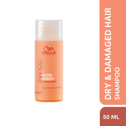 Wella shampoo bottle for dry and damaged hair on a white background
