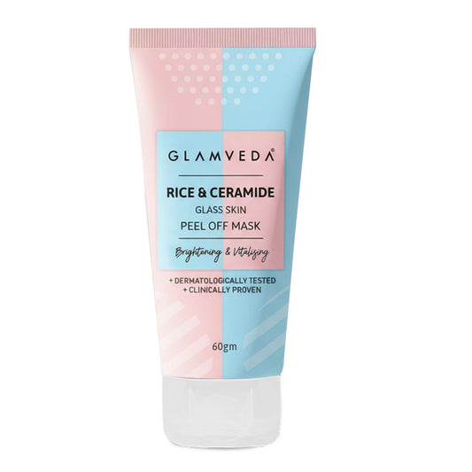Glamveda Rice & Ceramide Korean Glass Skin Peel off Mask | Reduces Signs of Ageing | For Dry & Dull Skin Brightening & Even Tones Complexion | Peel off Face Mask for Men & Women | 60gm