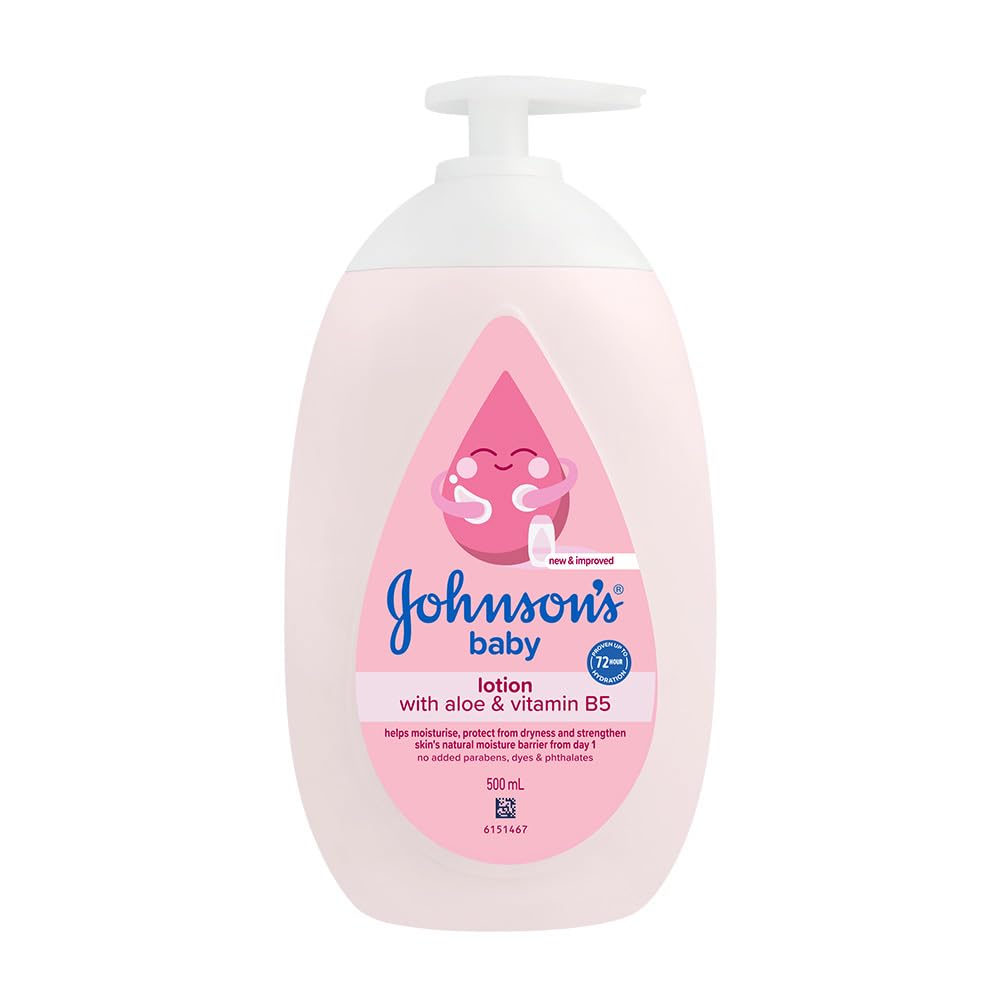 Johnson's Baby lotion bottle with pink label on a white background