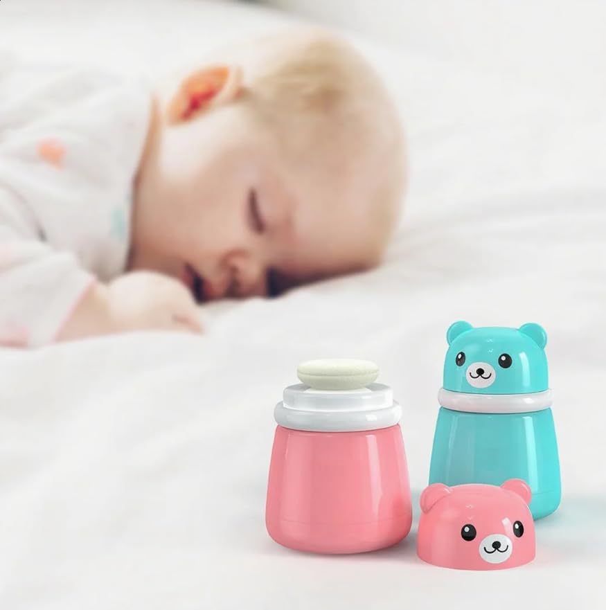 Mini Baby The Baby Store Portable Baby Skin Care Baby Powder Puff With Box Holder Container For New Born & Kids For Baby Face & Body (PINK)