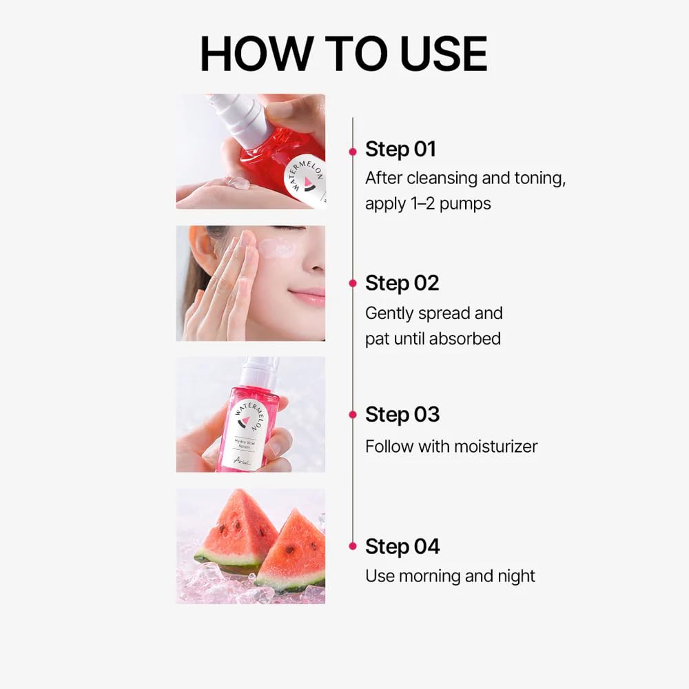 Ariul Watermelon Hydro Glow Serum (55ml) Korean Hydrating Glow Face Serum with Watermelon Extract