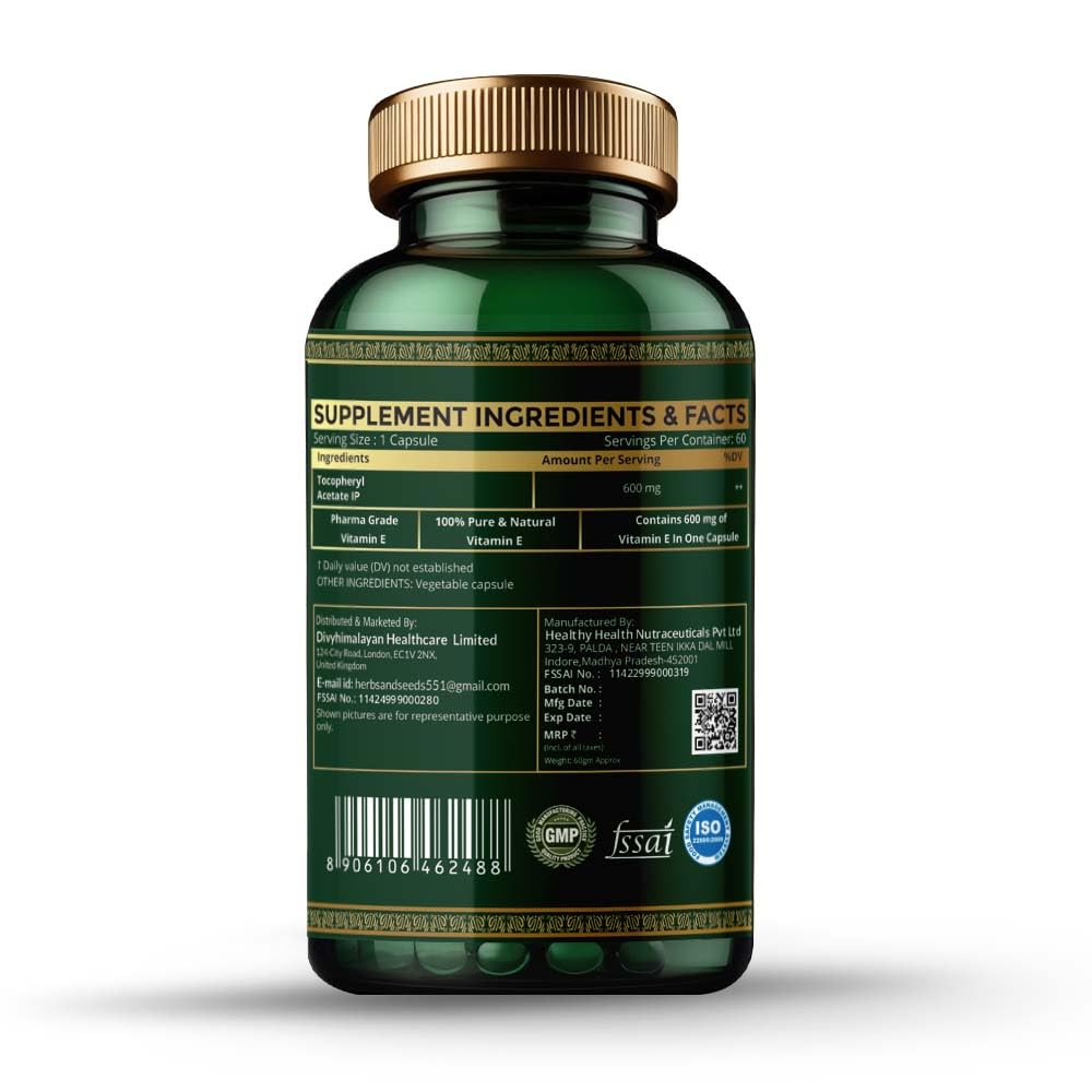 Green supplement bottle with gold cap on a white background