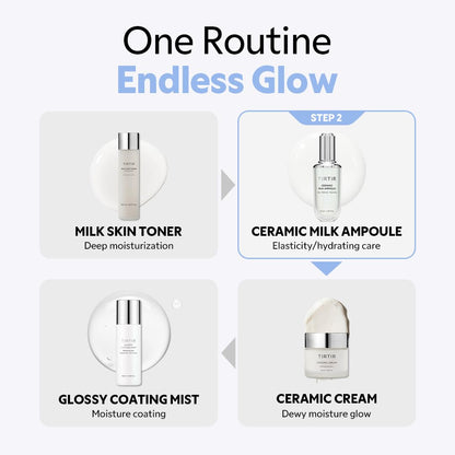 TIRTIR Ceramic Milk Ampoule, Hydrating Face Serum with Ceramides & Vegan Milk Complex for Moisturized, Radiant Skinmic Milk Ampoule, 30 ml