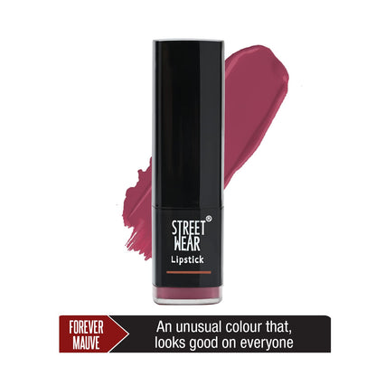 STREET WEAR Satin Smooth Lipstick -FOREVER MAUVE (Mauve) - 4.2 gms - Longwear Creme Lipstick, Moisturizing, Creamy Formuation, 100% Color payoff, Enriched with Aloe vera, Vitamin E and Shea Butter