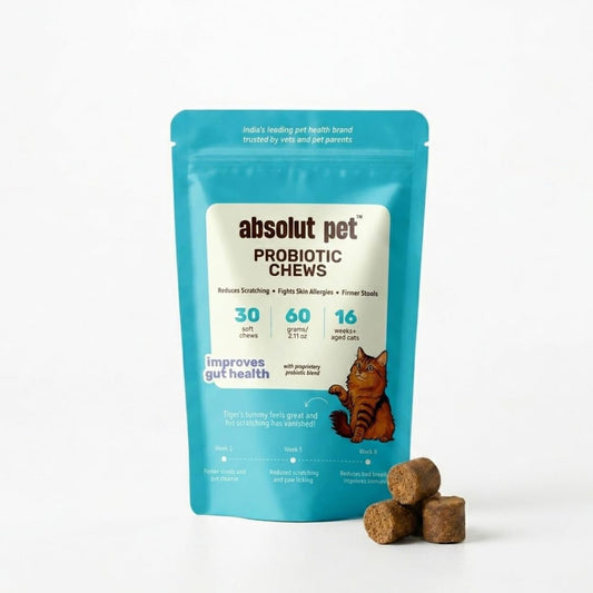 Absolut Pet Probiotic Chews for Cats, Gut Health & Itch Relief | 30 Chews | Probiotic support for feline digestion & balanced gut flora; helps reduce scratching, paw-licking & itching in cats.