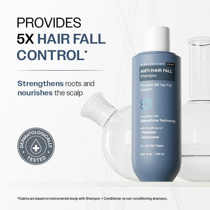 Bare Anatomy Anti Hair Fall Shampoo | 5x Hair Fall Control & Growth|Contains Biotin Adenosine, & Peptides | Rosemary, Rice Water, Hyaluronic Acid | For All Hair Types | For Women & Men | 250ml