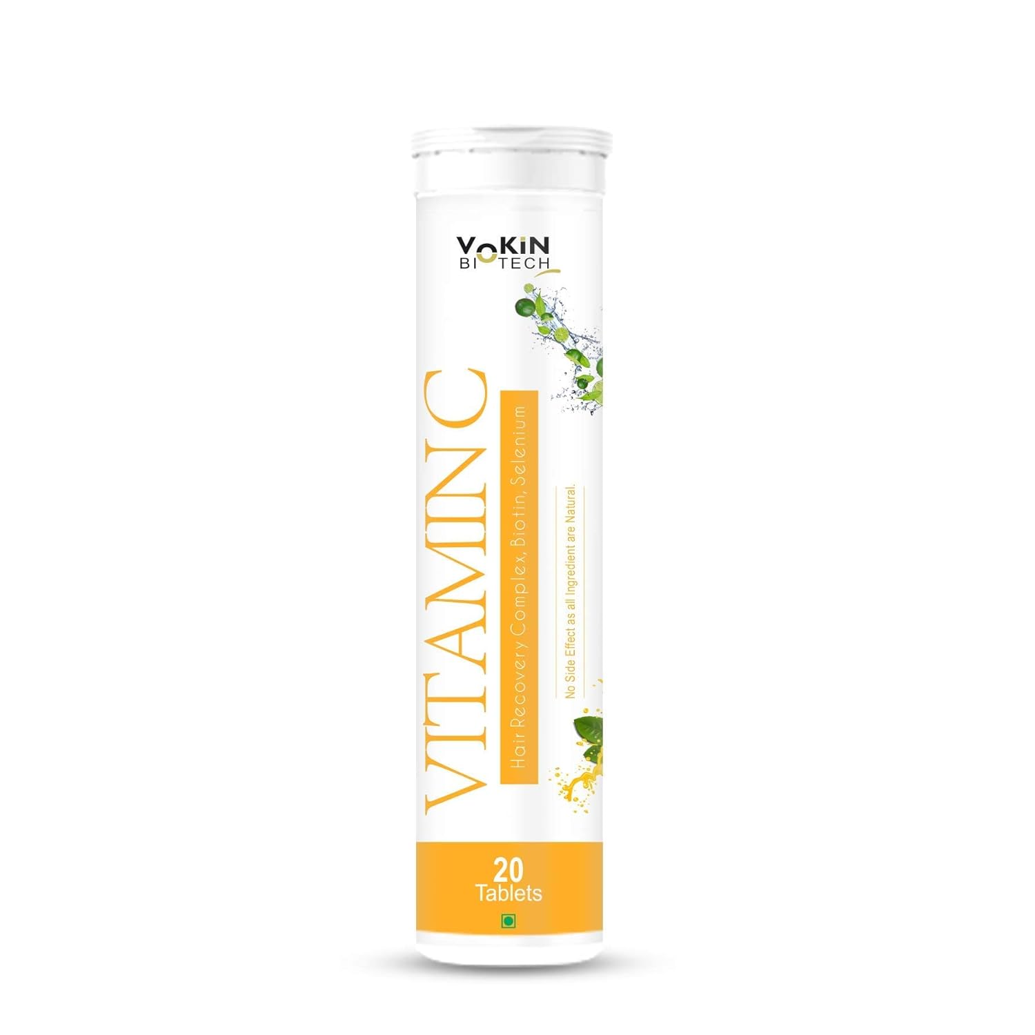 Vitamin supplement container with 'Yokin Biotech' branding on a white background