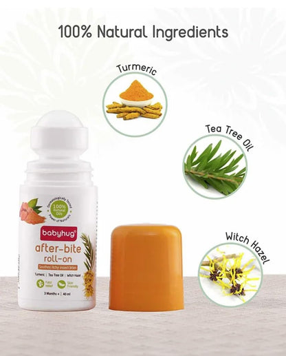 Babyhug After-Bite Roll-On with Turmeric, Tea Tree Oil, Witch Hazel, 40 ml | Alcohol Free | Mineral Oil Free | No Harmful Toxins