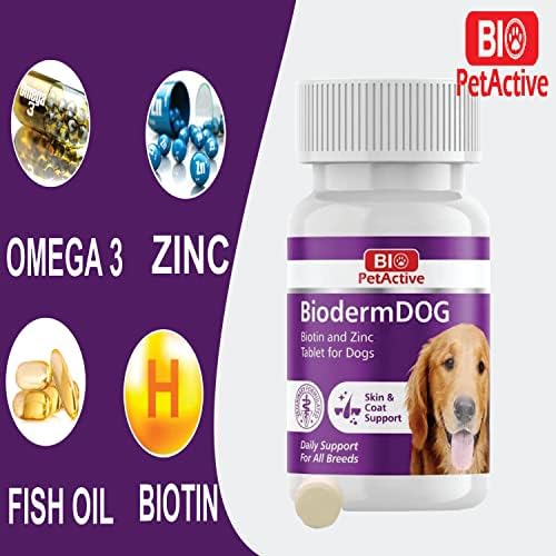 Bio PetActive Biodermdog Biotin and Zinc Tablet for Dogs 0,5 g 75 Tablets Helps in Support Gut Health & Maintain Healthy Skin Condition